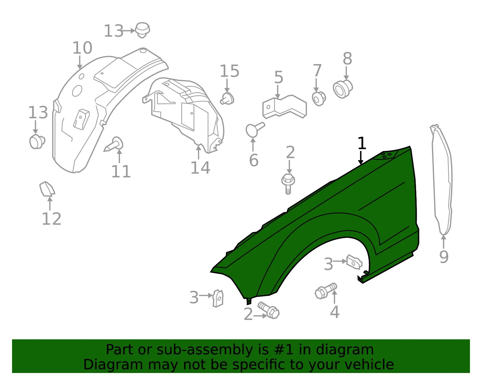Fender - Passenger Side (RH) - Ford (AR3Z-16005-A) - view 9
