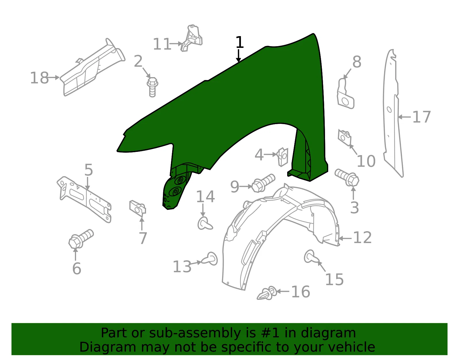 Fender - Passenger Side (RH) - Ford (BA8Z-16005-A) - view 10