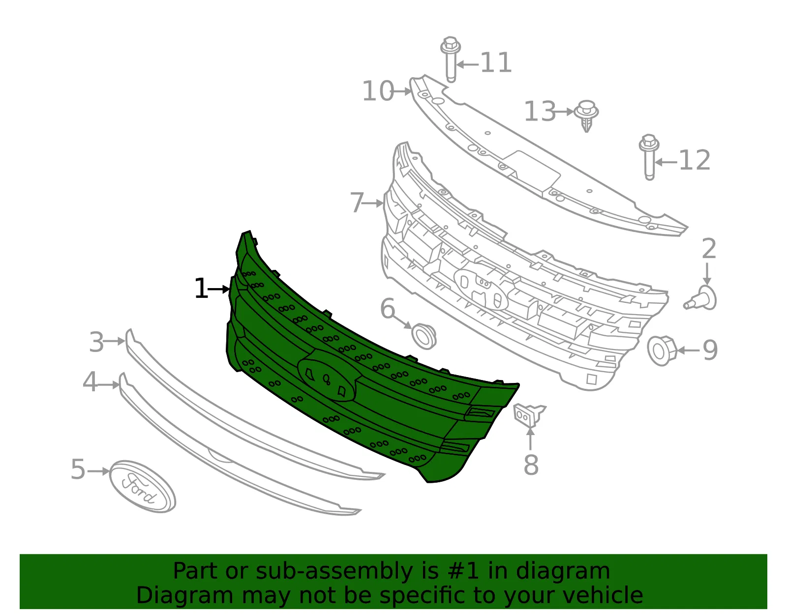 Grille - Ford (BB5Z-8200-CA) - view 8