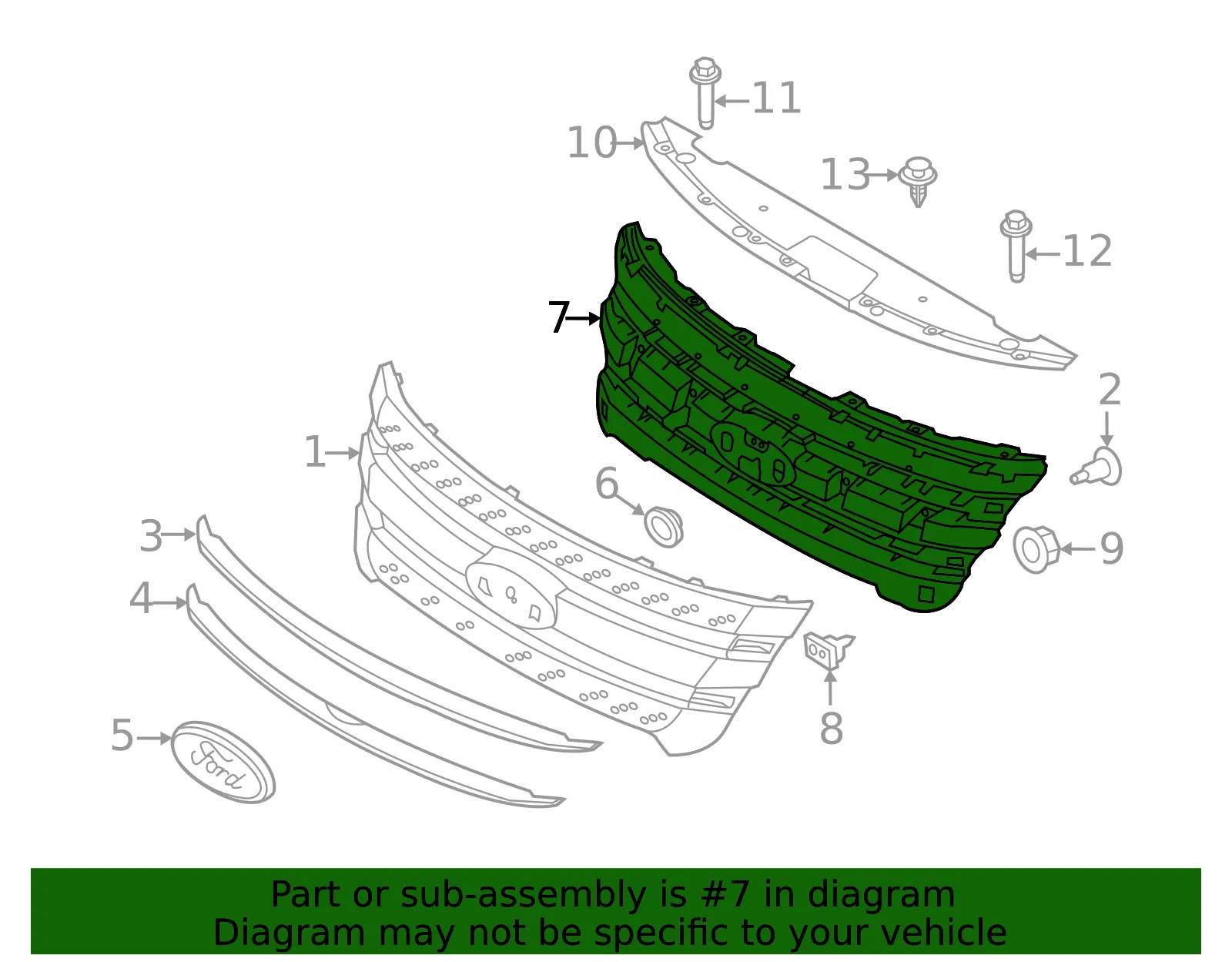 Grille Molding - Ford (BB5Z-8A284-AA) - view 8