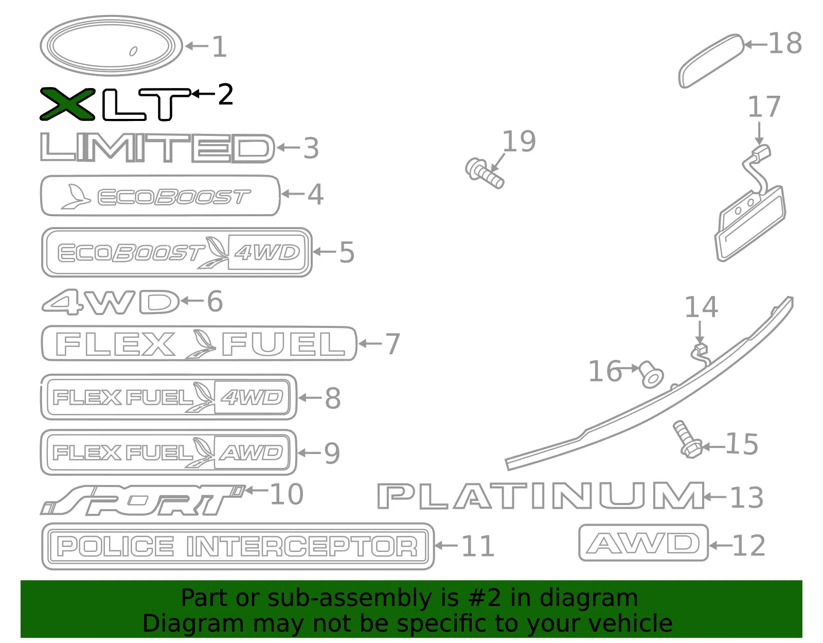 Hatch Emblem - Ford (BB5Z-9942528-E) - view 12