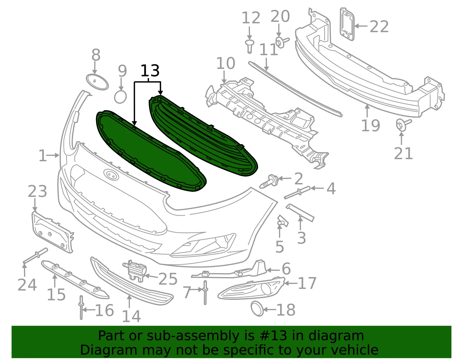 Upper Grille - Ford (D2BZ-17B968-AA) - view 8