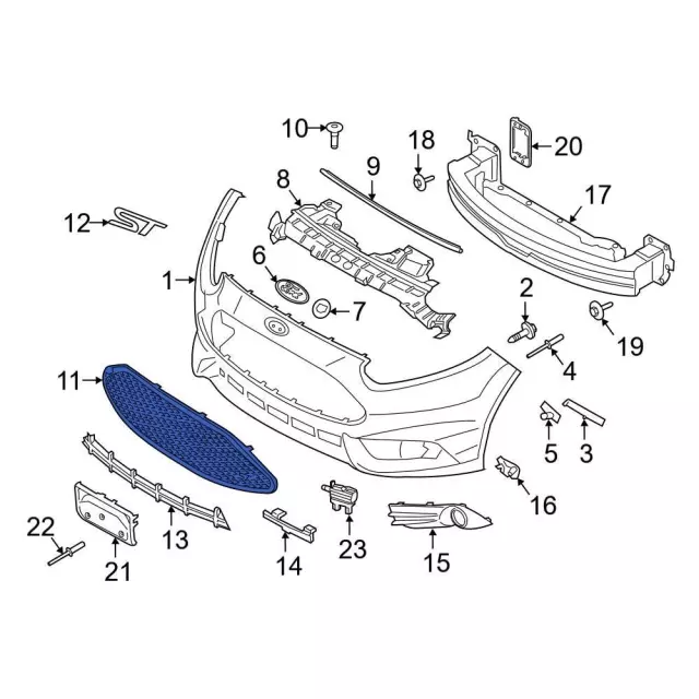 Upper Grille - Ford (D2BZ-17E810-CA) - view 16
