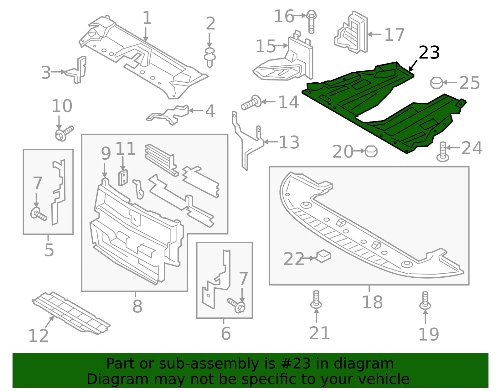 Radiator Support Splash Shield - Ford (DG9Z-6P013-E) - view 6