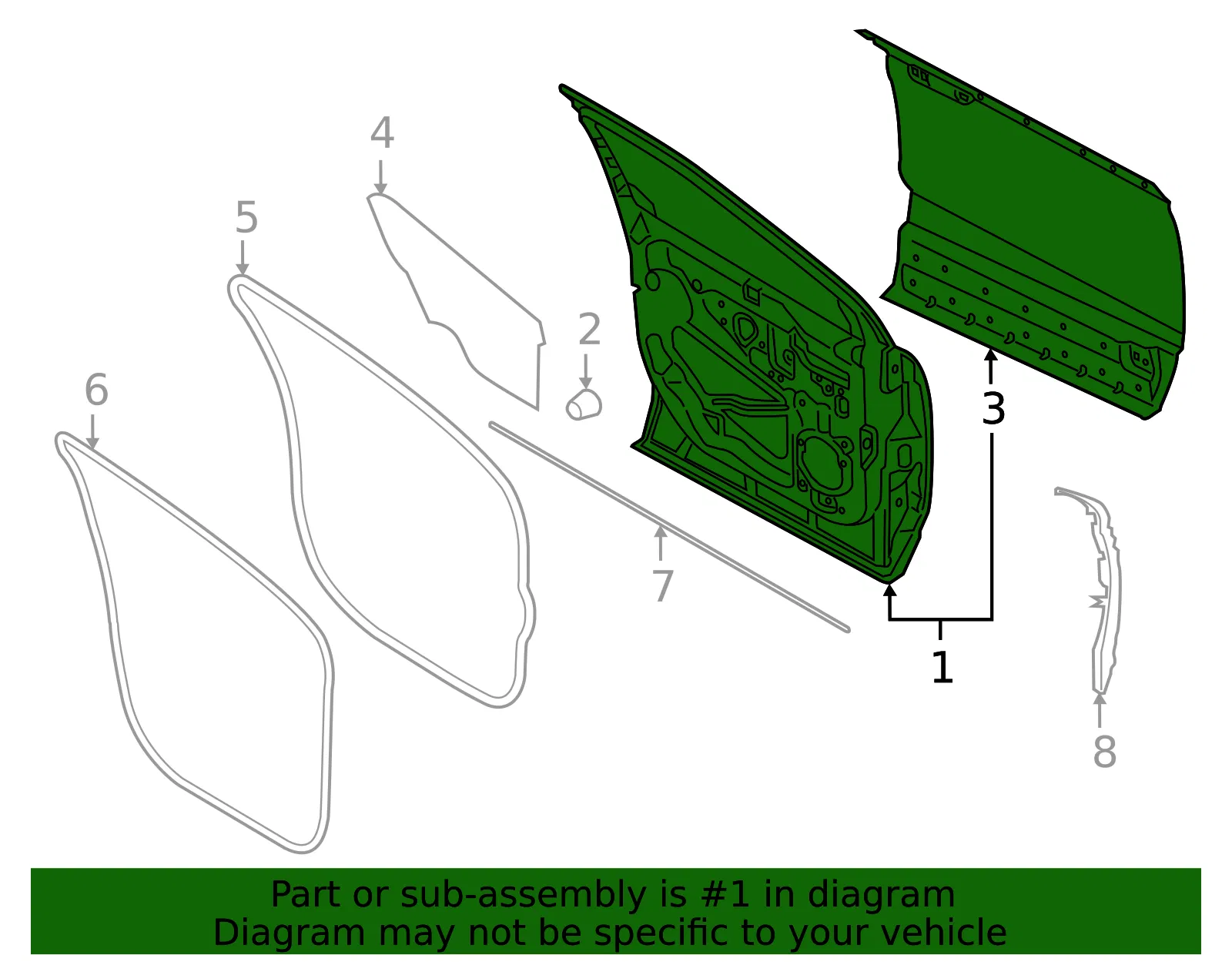 Door Assembly Front - Ford (FA1Z-5820125-C) - view 4