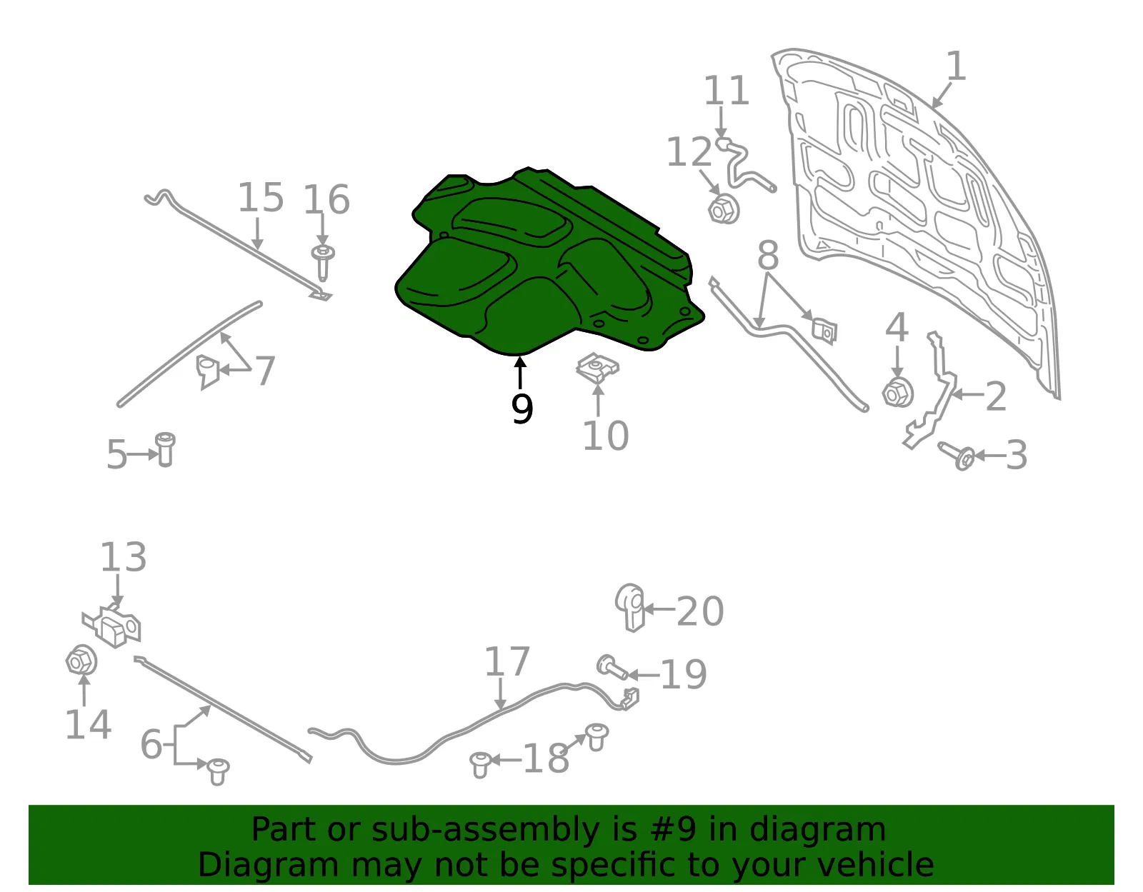Hood Insulation Pad - Ford (FR3Z-16738-D) - view 10