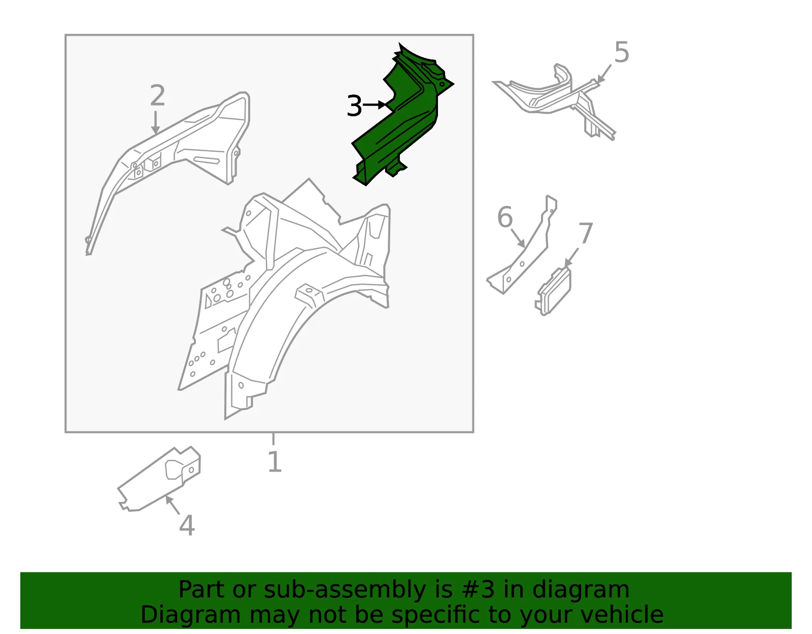 Inner Quarter Reinforced - Driver's Side (LH) - Ford (FR3Z-76280C99-C) - view 2