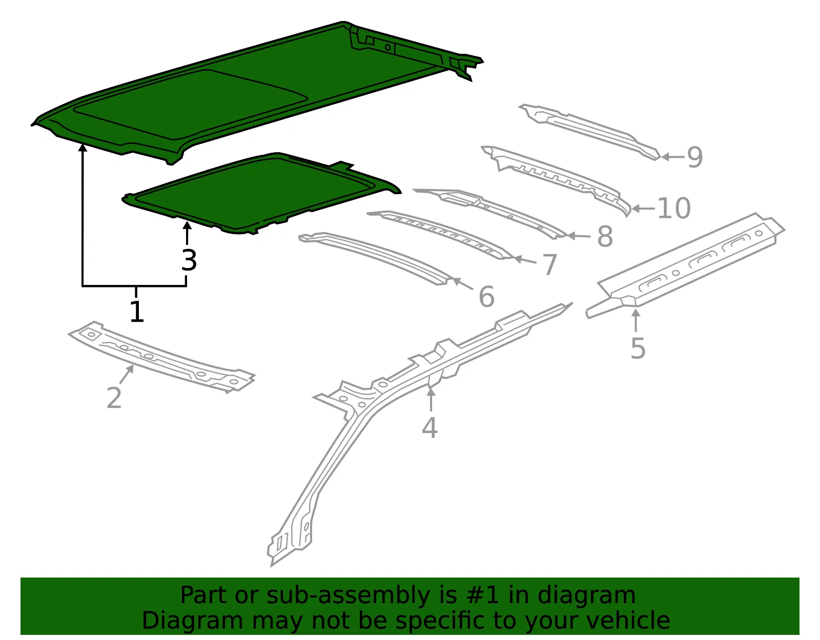 Panel Assembly Roof - Ford (JL1Z-4050202-C) - view 4