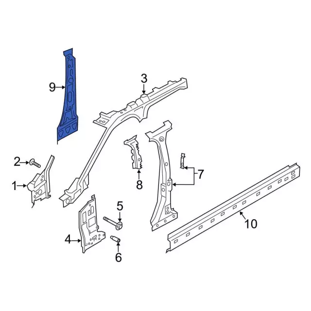 Center Pillar Reinforced - Driver's Side (LH) - Ford (LB5Z-7824383-A)
