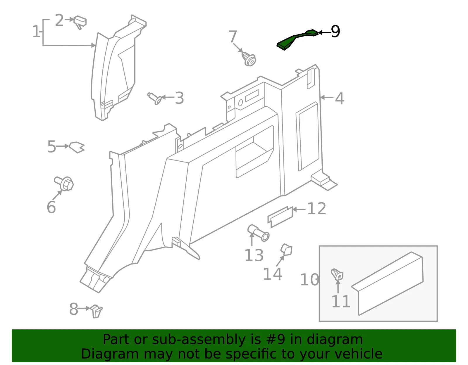 Interior Quarter Panel Trim Panel Insert - Ford (M2DZ-7842410-AB) - view 5