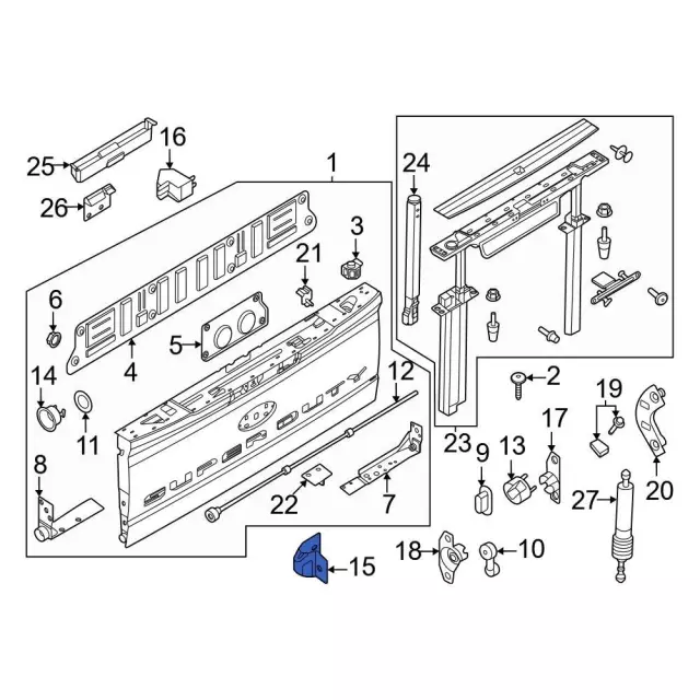 Tailgate Hinge Bracket - Ford (ML3Z-99420A80-B) - view 16
