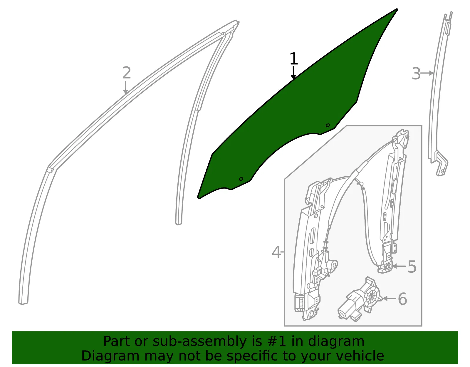 Door Glass - Ford (N1WZ-E21411-E) - view 2