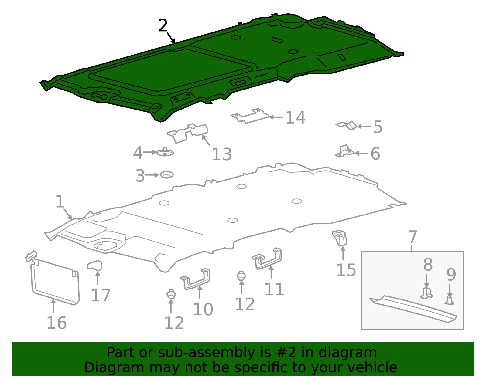 Headliner - Ford (NL1Z-7851944-SE) - view 2