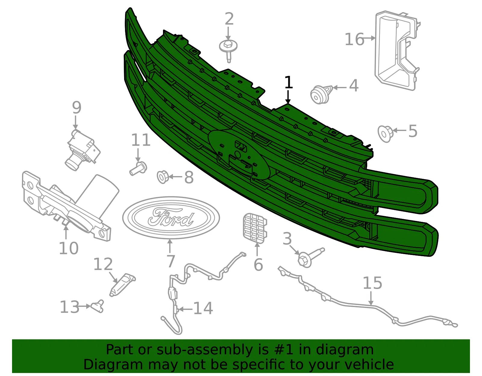 Grille Assembly - Ford (PC3Z-8200-CB) - view 3