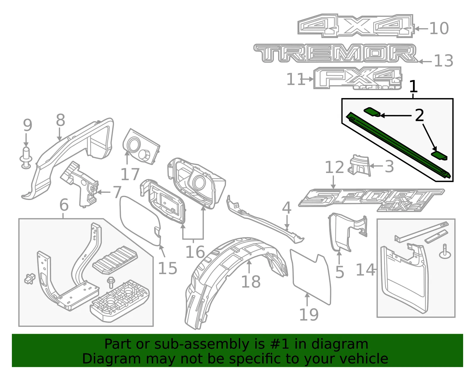 Upper Molding - Ford (PC3Z-99291A40-AA) - view 2