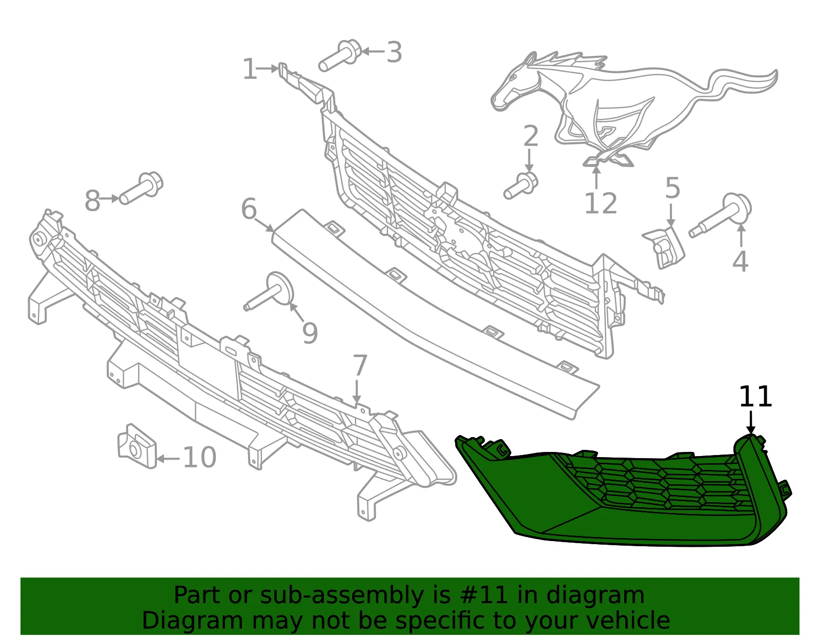 Outer Grille - Ford (PR3Z-17B968-DAPTM) - view 4