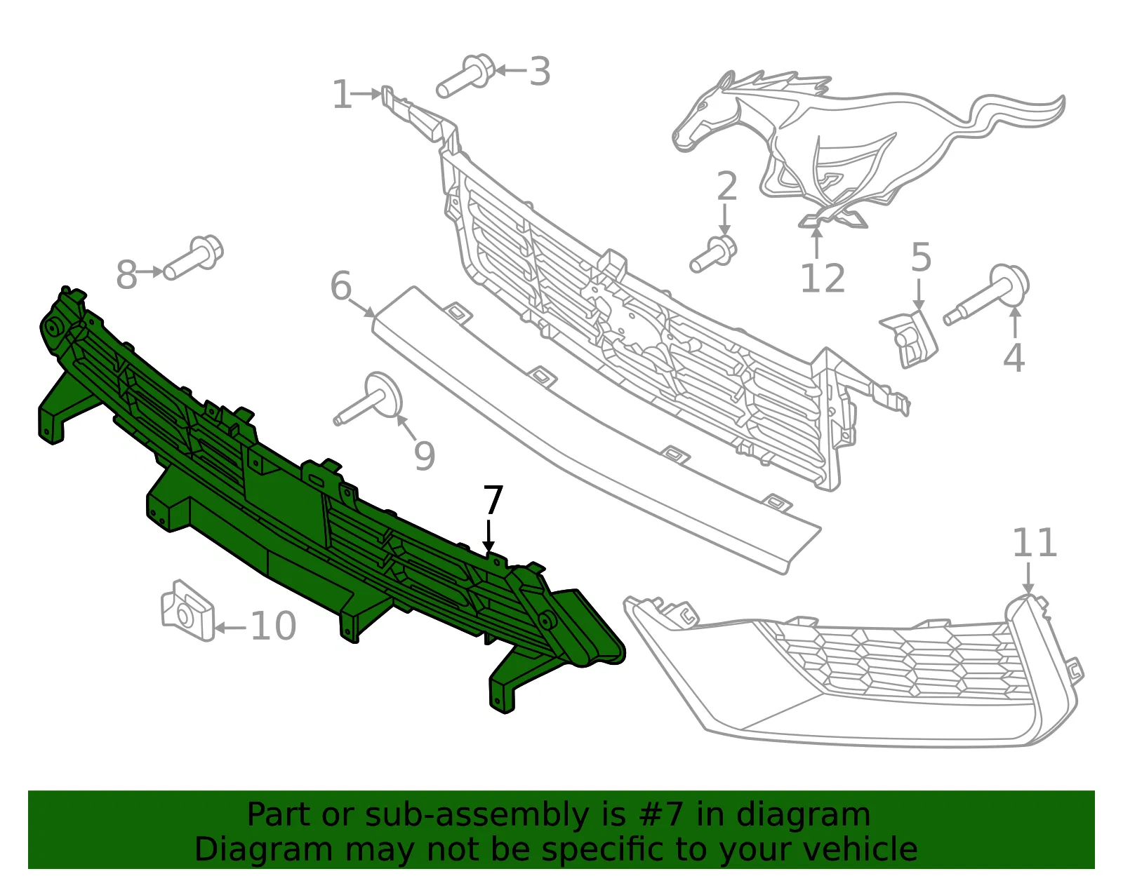 Lower Grille - Ford (PR3Z-17K945-EAPTM) - view 3