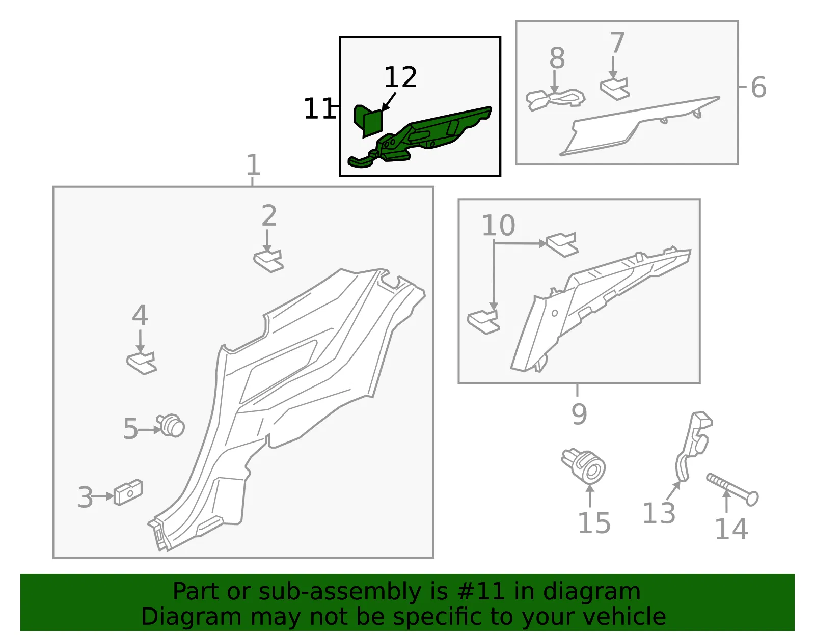 Body C-Pillar Trim Panel Bracket - Ford (PR3Z-63243C03-A) - view 3