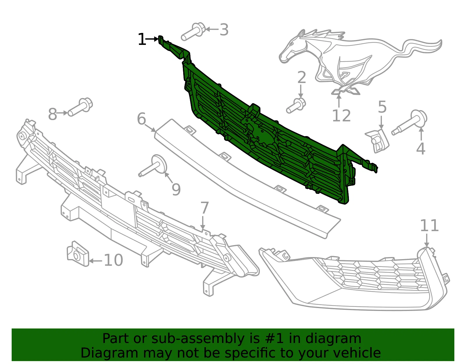 Upper Grille - Ford (PR3Z-8200-DAPTM) - view 3