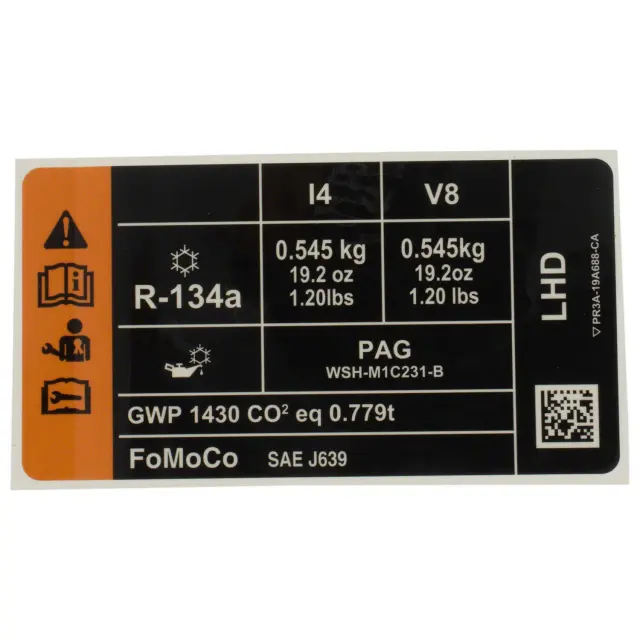 A/C System Information Label - Ford (PR3Z-9900014-C)