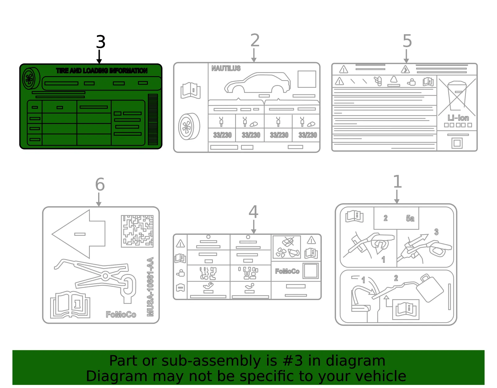 Tire Information Label - Ford (R2TZ-1532-F) - view 2