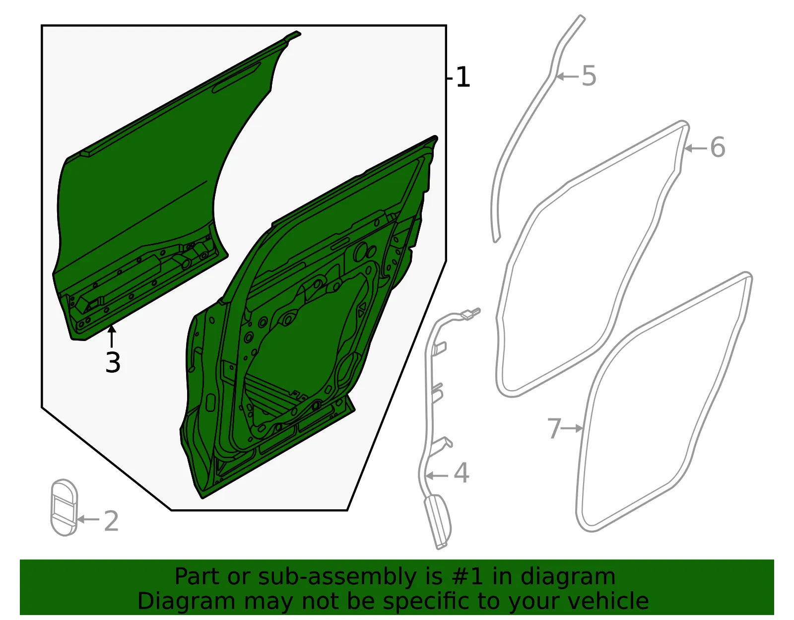 Door Assembly Rear - Ford (R2TZ-5824630-B) - view 2