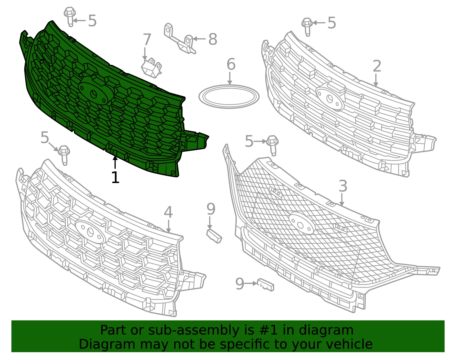 Grille Assembly Radiator - Ford (RB5Z-8200-CB) - view 2