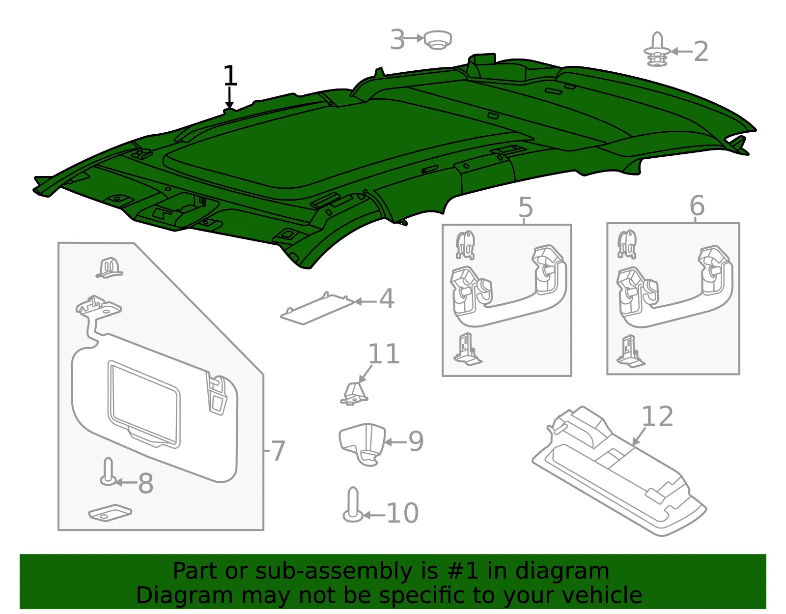 Headlining Roof - Ford (RC5Z-7851916-KB) - view 2