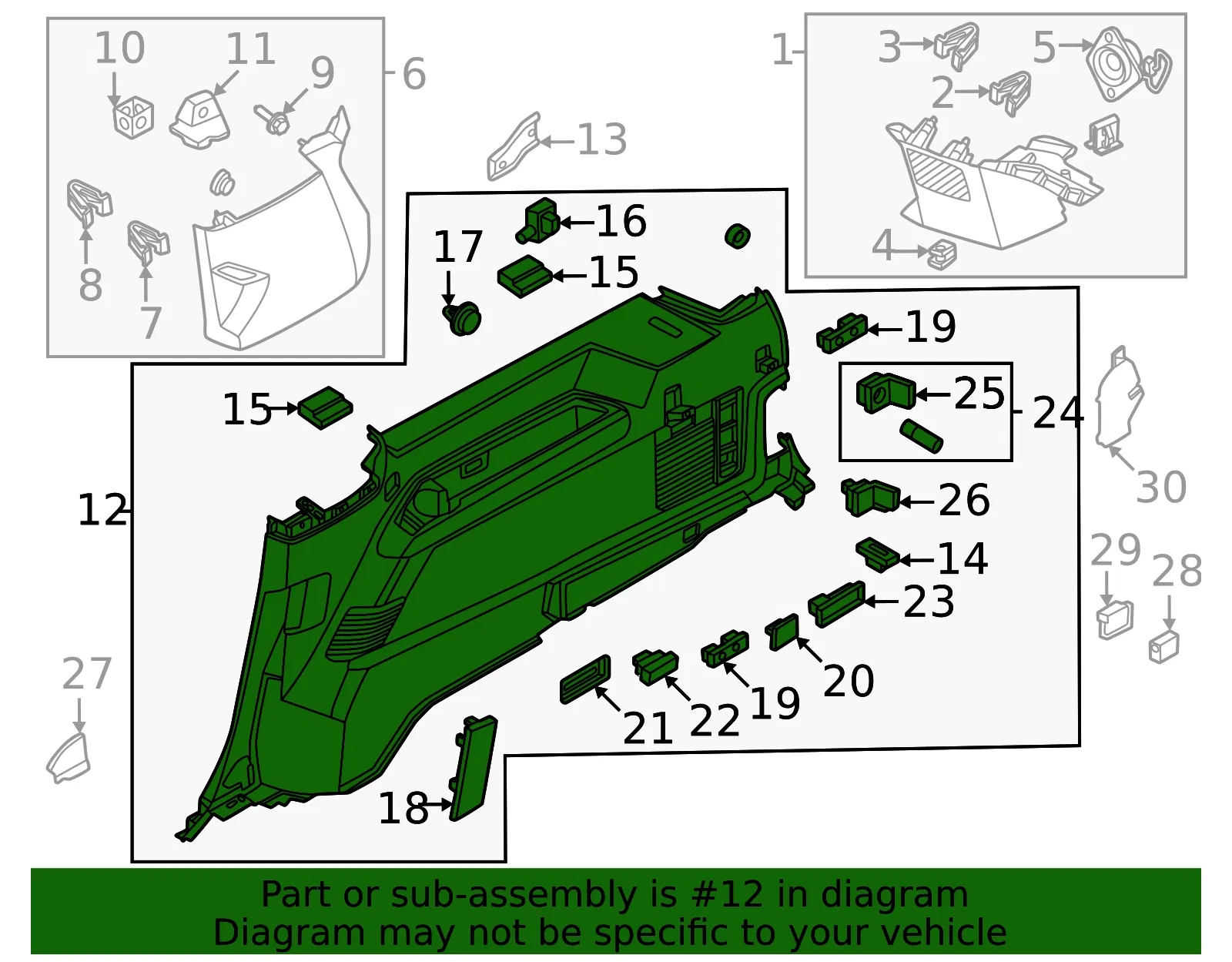 Interior Quarter Panel Trim Panel - Ford (SL1Z-7831112-BA) - view 2
