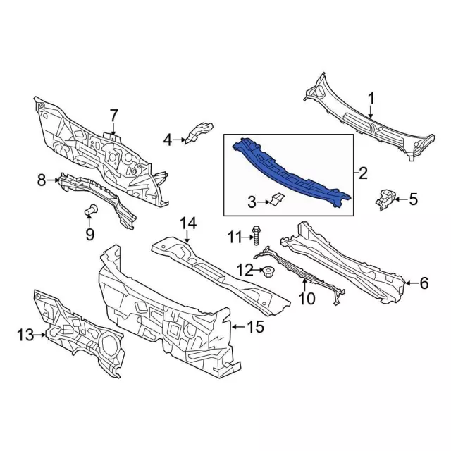 Cowl Grille Panel - Ford (ae8z5402010a) - view 2
