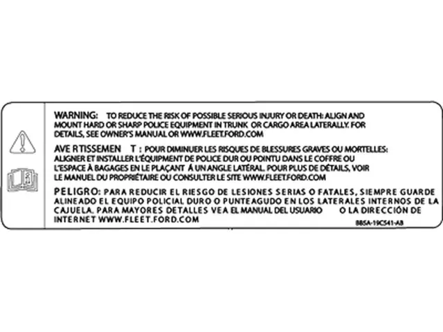 Warning Label - Ford (bb5z19c541a) - view 3