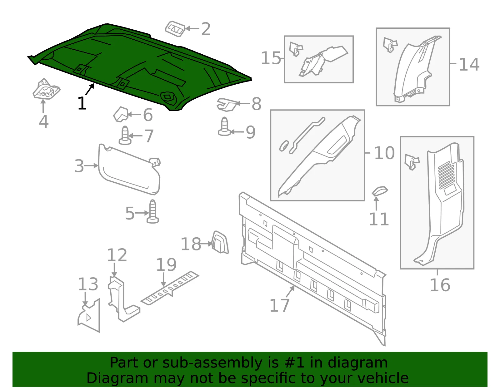 Headliner - Ford (bc3z2551944af) - view 4