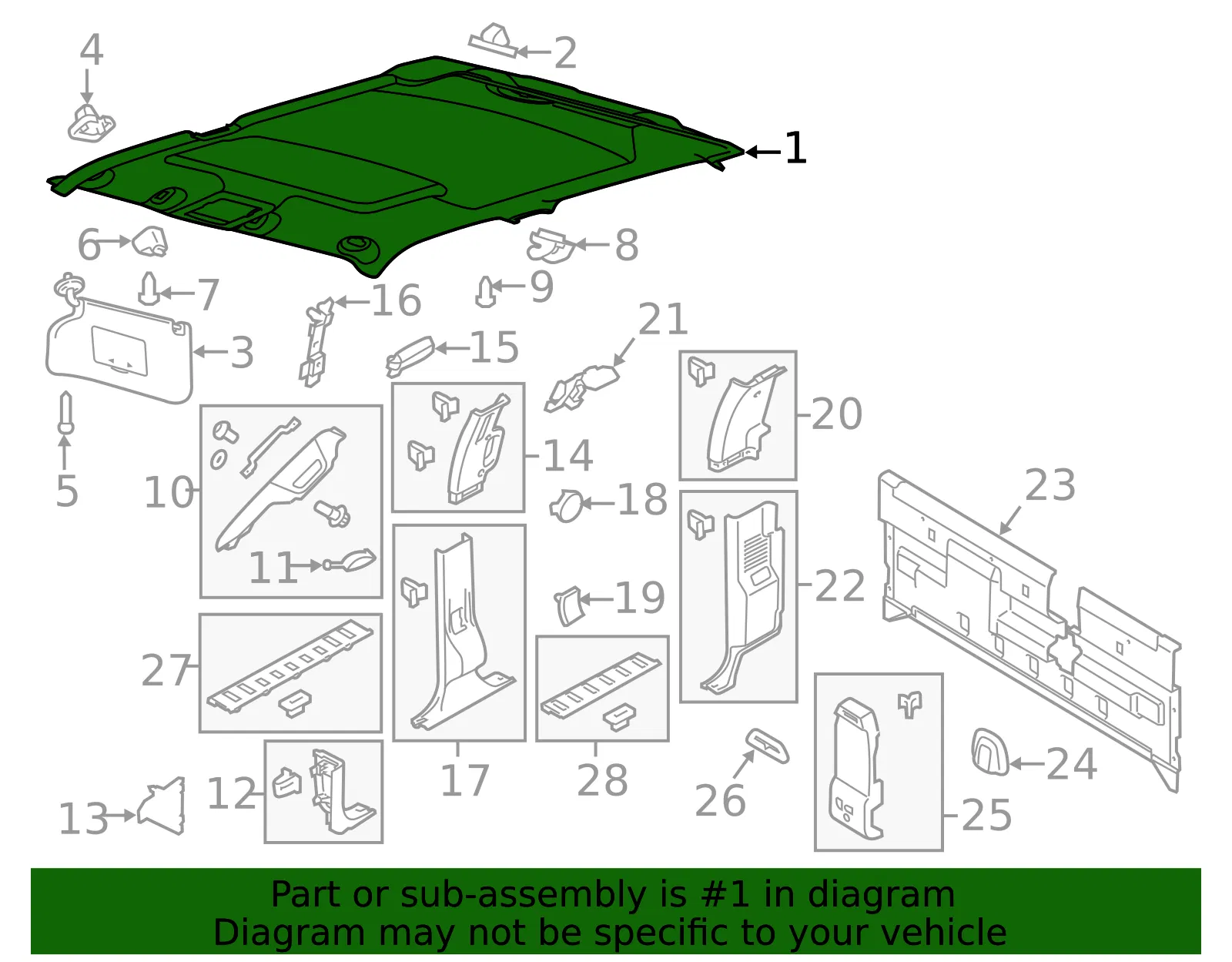 Headliner - Ford (bc3z2651944fe) - view 5