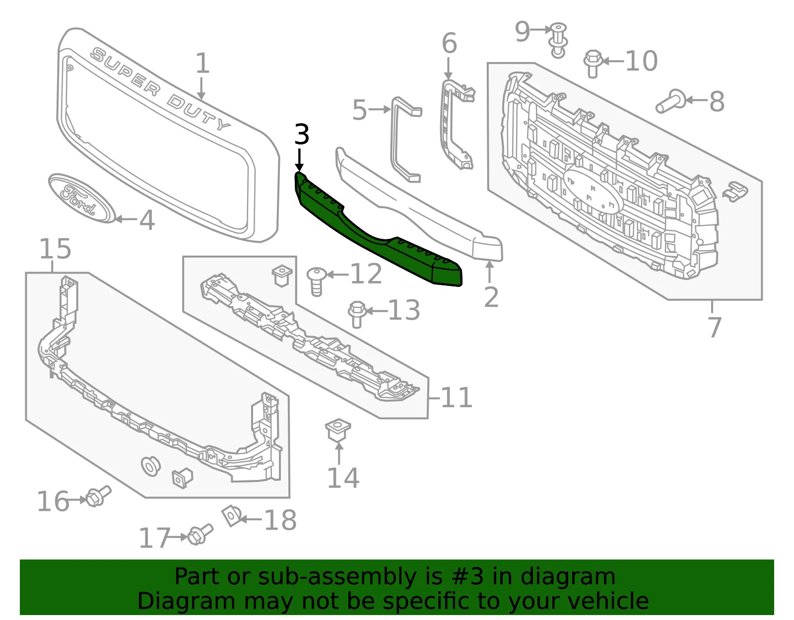 Grille Molding - Ford (bc3z8200d) - view 3