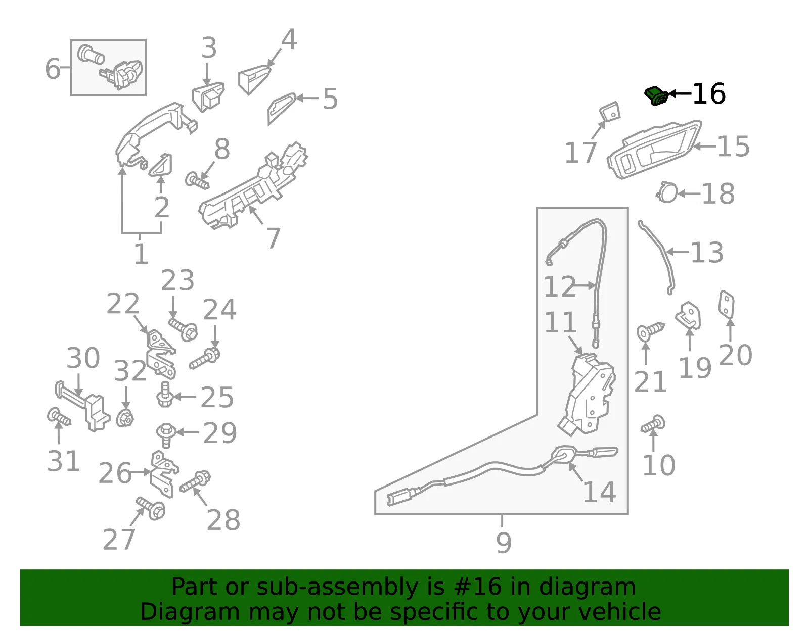 Handle, Inside Nut - Ford (be8z00811a) - view 11