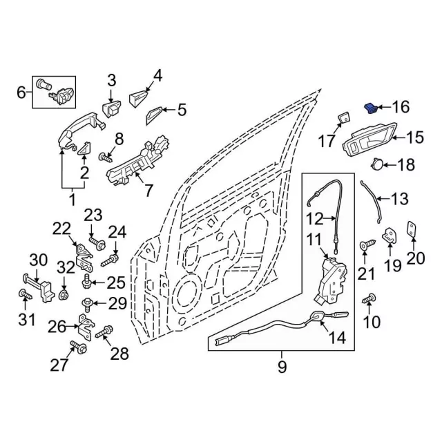 Handle, Inside Nut - Ford (be8z00811a) - view 13