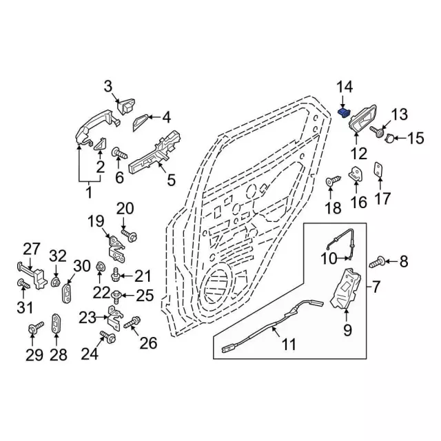 Handle, Inside Nut - Ford (be8z00811a) - view 18