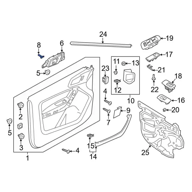 Handle, Inside Nut - Ford (be8z00811a) - view 3