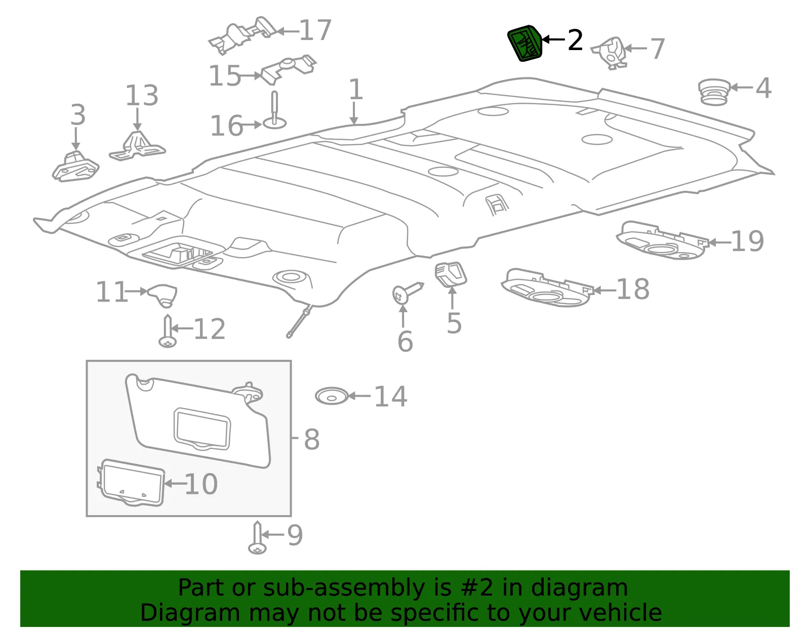 Headliner Bracket - Ford (cb5z78312a48b) - view 3
