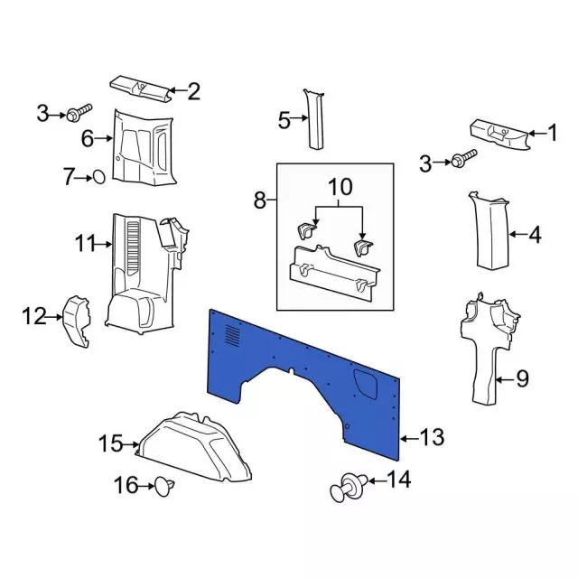 Interior Quarter Panel Trim Panel - Ford (ck4z6131013k) - view 3