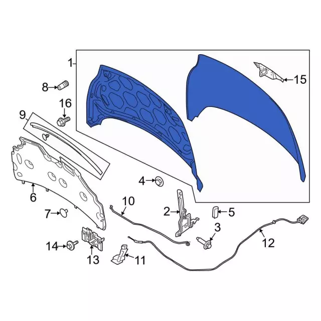 Hood Panel - Ford (d2bz16612b) - view 2