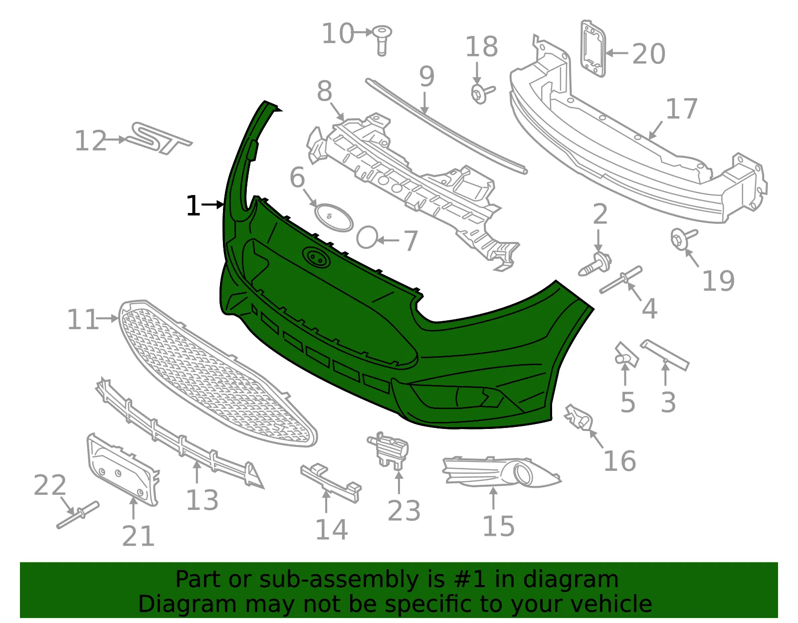 Bumper Cover - Ford (d2bz17757bb) - view 9