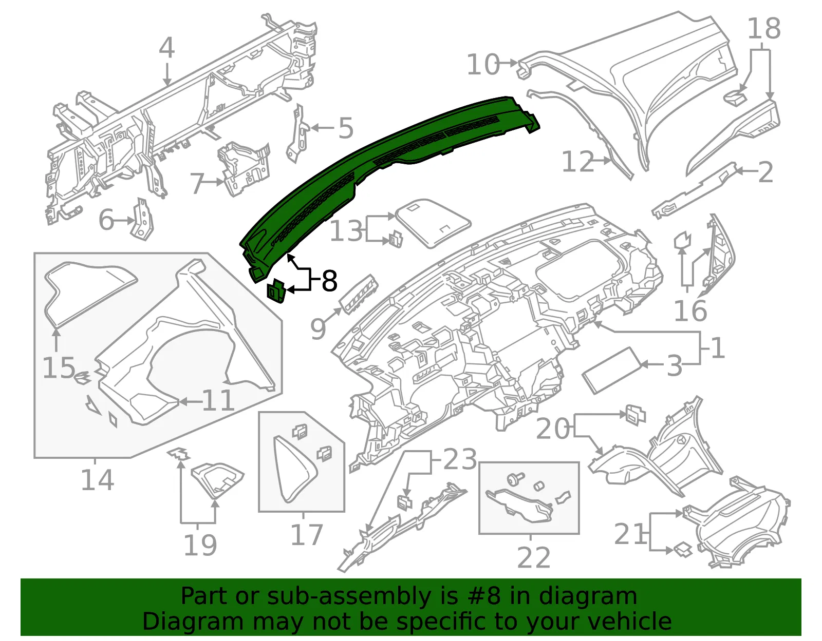 Defroster Grille - Ford (dp5z54044e82aa) - view 2