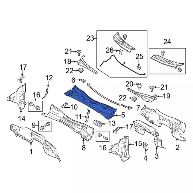 Cowl Grille Panel - Ford (fl3z1502012a) - view 8
