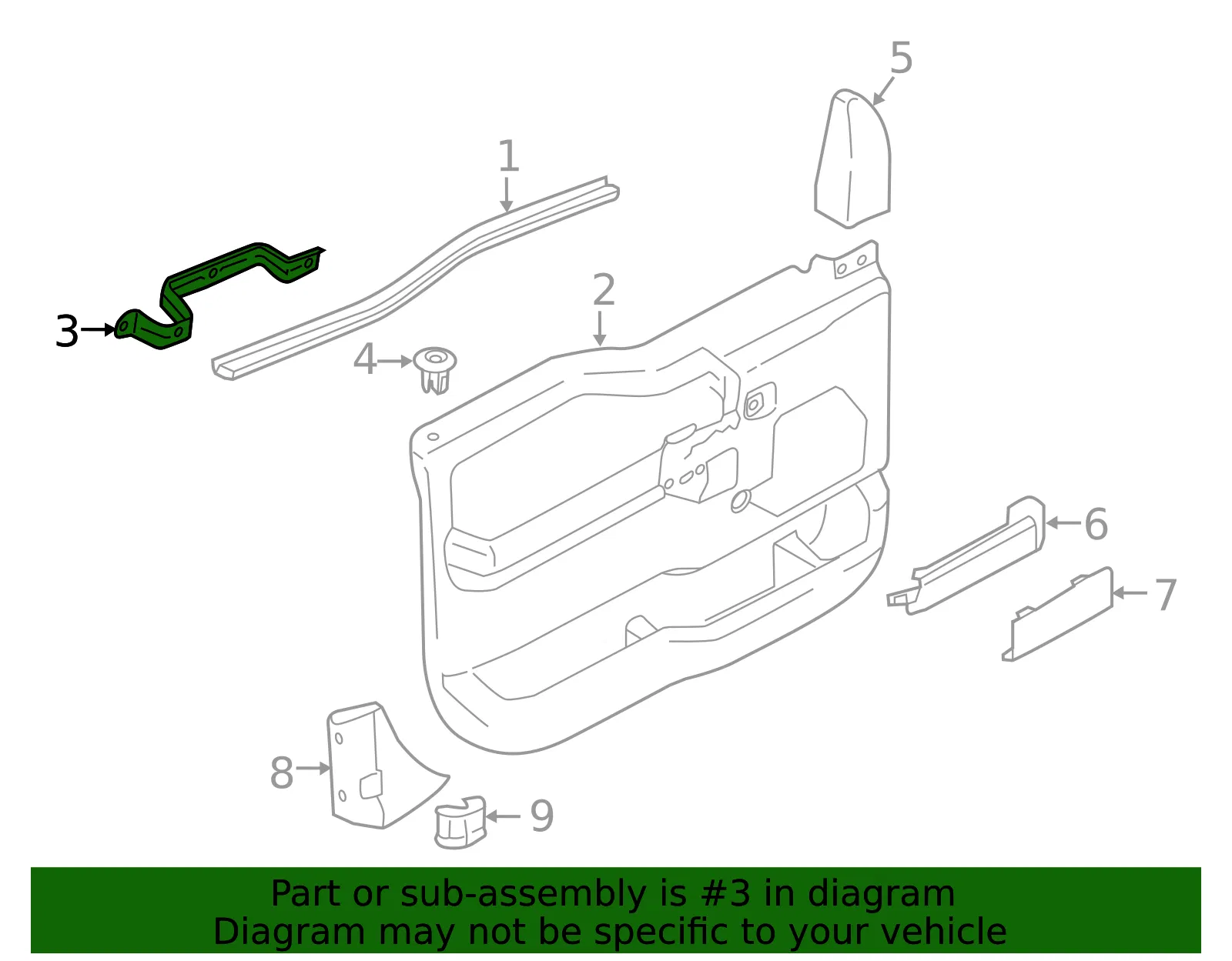 Door Interior Trim Panel Bracket - Ford (fl3z1524116a) - view 6