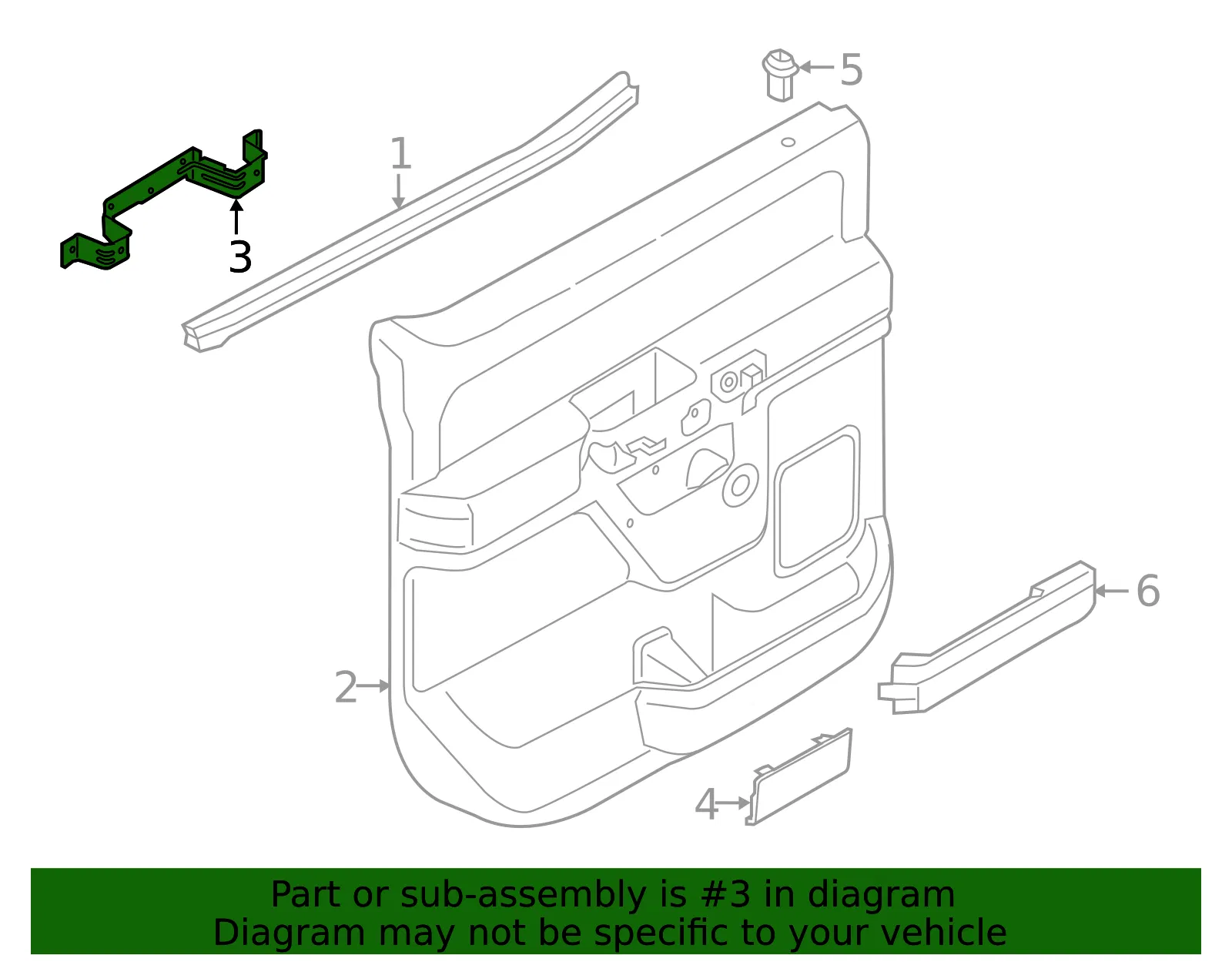 Door Interior Trim Panel Bracket - Ford (fl3z1624116a) - view 5