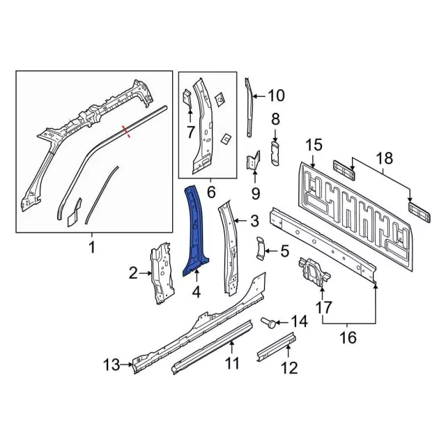 Inner Center Pillar - Ford (fl3z1624301c)