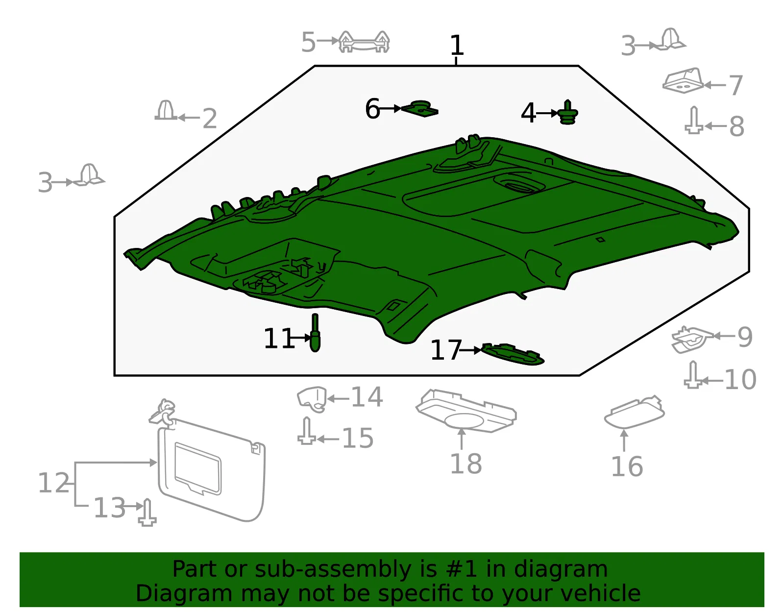 Headliner - Ford (fl3z1651944aa) - view 4