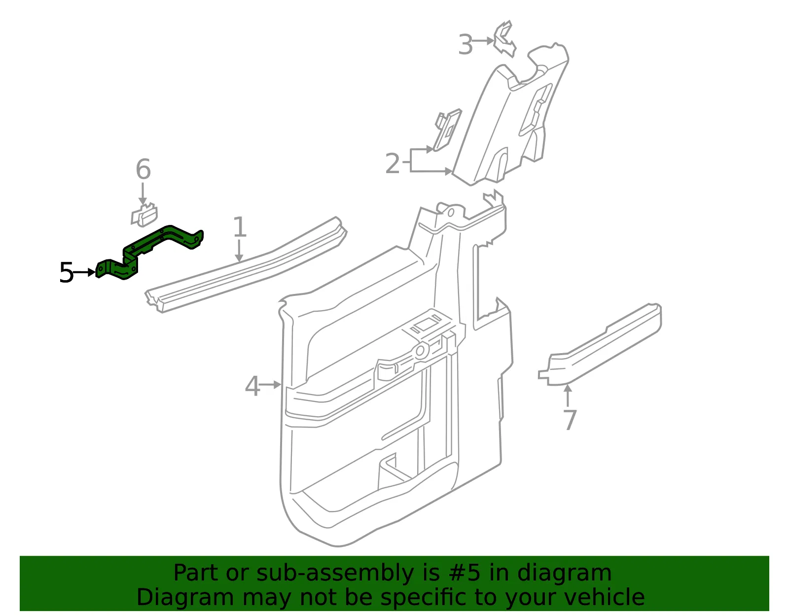 Door Interior Trim Panel Bracket - Ford (fl3z1824116a) - view 3