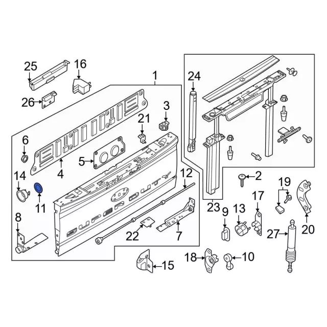 Tailgate Hinge Spacer - Ford (fl3z9943152d) - view 15